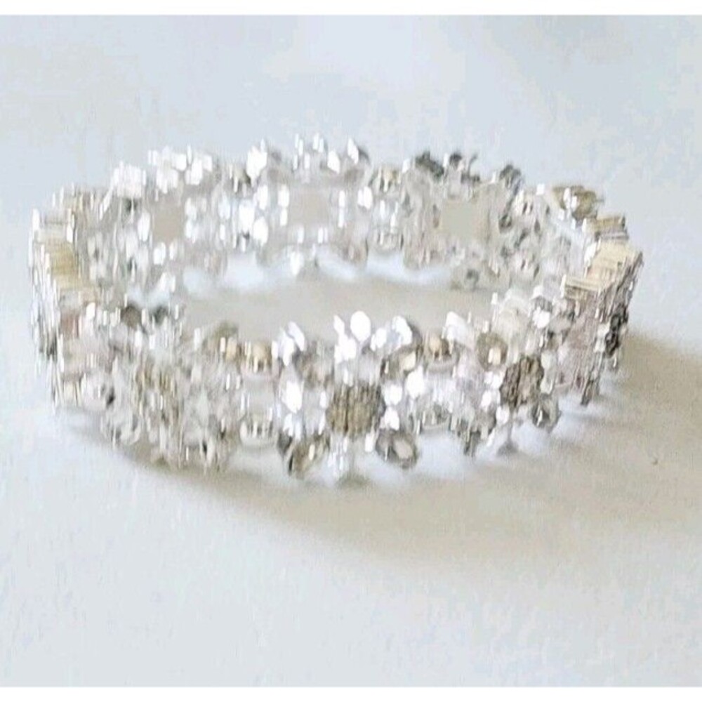 Talbots Flower Rhinestone Stretch Bracelet - Picture 3 of 4